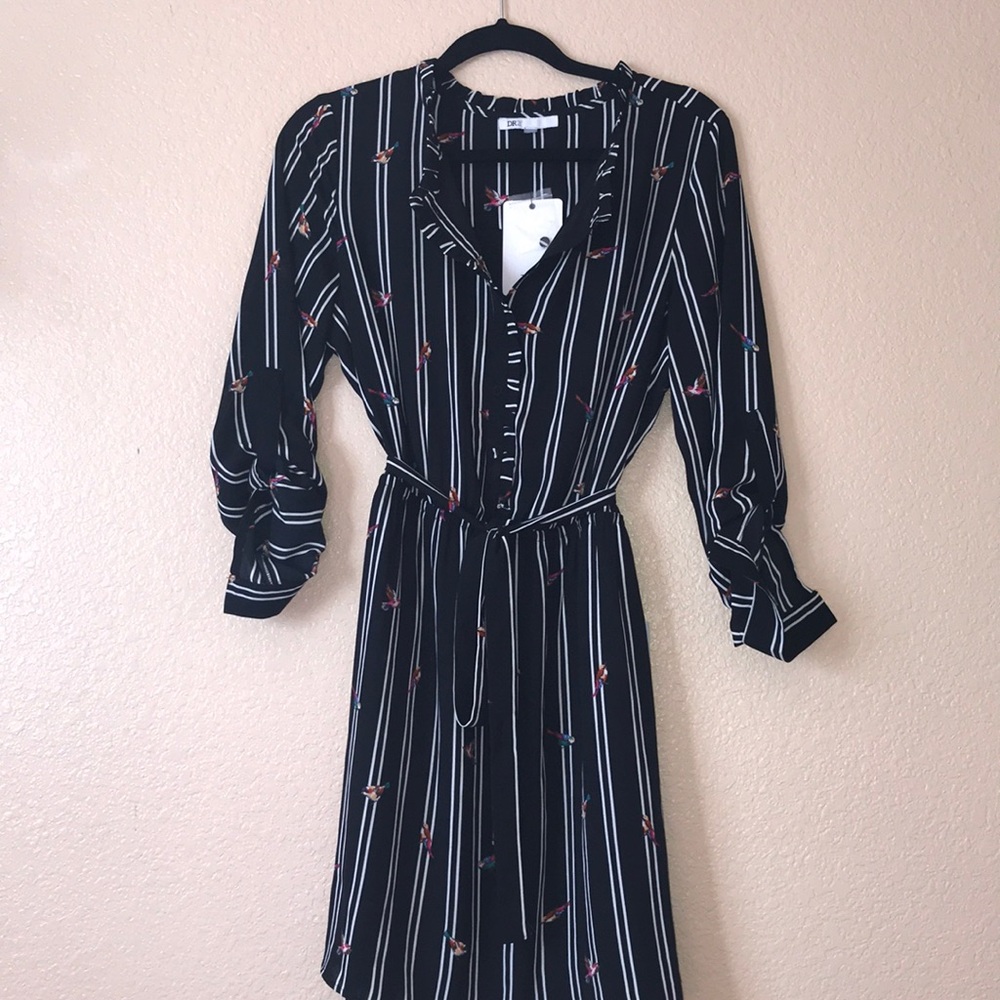 Black//white striped dress